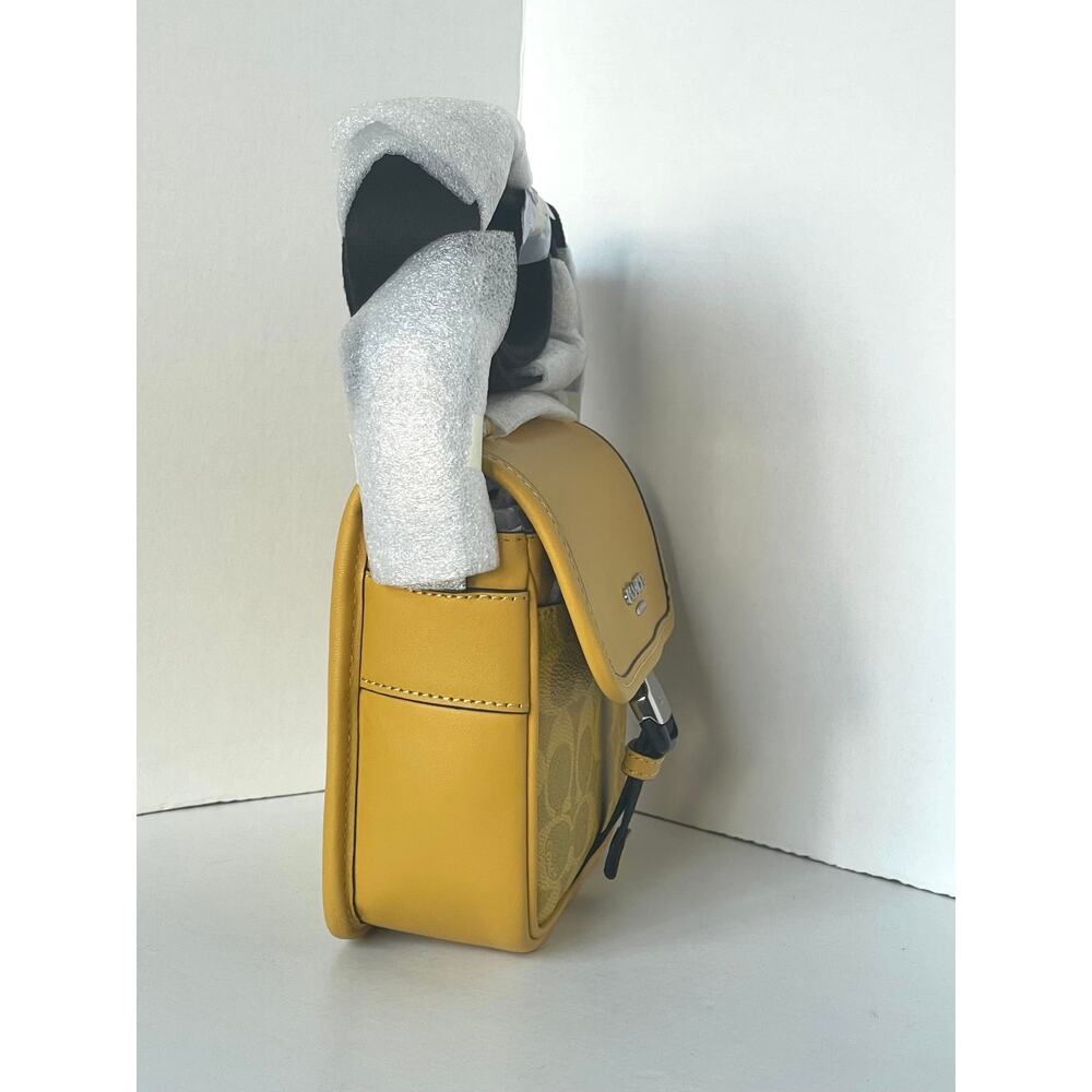 Coach Racer Crossbody Bag Canary Yellow Signature Canvas Charms CEB25 - Picture 9 of 13